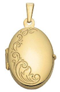 Schmuck Pur 333/  Gold Medaillon oval mit Wunsch Gravur 