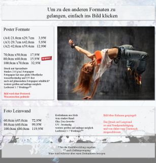 Poster, Tanzen 01, Tanz Hip Hop Breakdance Frau Modern Dance Musik A3