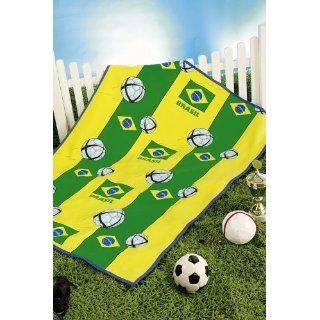 Fussball Decke, 100% Baumwolle, 150 x 200 cm, Motiv Brasilien, Brasil