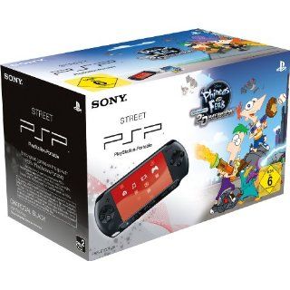 PlayStation Portable   Konsole E1004, schwarz mit Phineas & Ferb Quer