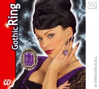 Ring lila Stein in verzierter Fassung Halloween Kostüm Gothic violett