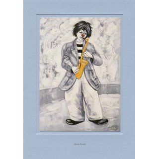Artoz Kunstkarte Knutti Clown mit Saxophon, Format A5, ein Set