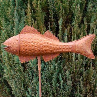 Gartenstecker Fisch, Metall, Rost, 155 cm Garten