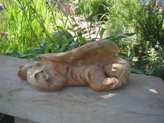 Skulptur, Gartendeko, Grabschmuck Engel schlafend aus Sandstein 7/18