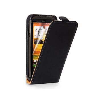 HTC One X echte Leder Tasche Case Hülle Cover Schale Etui schwarz
