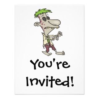 silly goofy zombie cartoon character invites