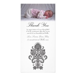 Black & White Thank You Note Baby Girl Photo Card