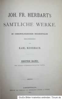 1887ff. Johann Friedrich Herbart Sämtliche Werke   Hg. von Karl