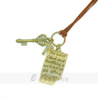 Halskette Kreuz Schlüssel Note Anhänger Retro Damen Kette necklace