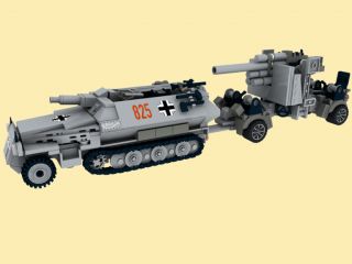 CUSTOM Bauanl. SdKfz 251 Ausf.C u.Flak 36 WW2 Panzer Tank aus LEGO