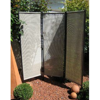 teilig Paravent silber/ schwarz H 184 cm Garten