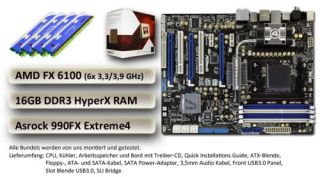 PC Bundle Asrock 990FX Extreme 4 AMD Bulldozer FX6100 16GB AM3+