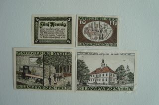 550)4x Notgeld Stadt Langewiesen Ausgegeben 1921 Kompl.