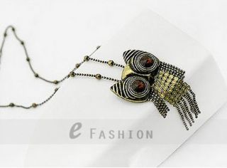 Halskette Bohemia Style Eule Anhänger Retro Damen Kette necklace NEU