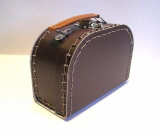 Koffer Pappe, braun, dunkelbraun, klein, 16cm, Pappkoffer