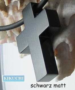 Edelstahl Anhänger Kreuz+Edelstahl Halsband silber schwarz gold