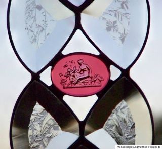 Facetten  Fensterbild eisblumiert mit Glas  Gemme, 26,5 cm x 9,5 cm
