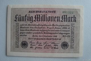 Fünfzig Millionen Mark Reichsbanknote Berlin 1923