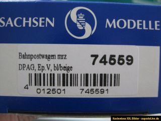 Sachsenmodelle 74559 Bahnpostwagen mrz DP AG Epoche V, blau/beige, XXL