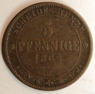 Sachsen Königreich Altdeutschland 5 Pfennige 1862 (279