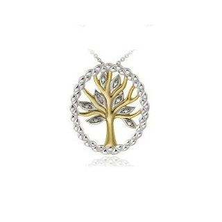 Eleganter Lebensbaum Ketten Anhänger mit Diamant Akzent, 24 Karat
