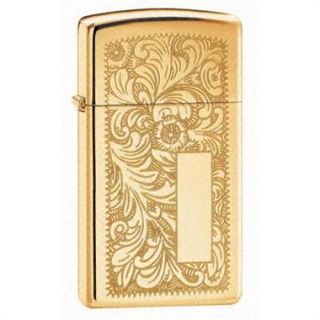 Zippo Slim Venetian Brass Lighter that comes in a Zippo gift box and