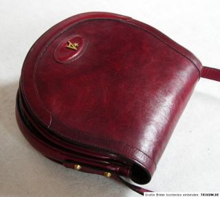 Assima Vintage Leder Tasche Bordeaux Rot Saddle Bag Handtasche
