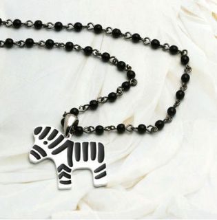 Gk4522 New Fashion Jewelry Womens Black bead zebra Necklace Chain