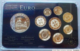 Malta   Euro Prestige Coinset   mit Gold und Rhodium veredelt