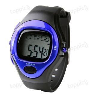 Blau Pulsmesser Pulsuhr Uhr digit. Herzfrequenzmesser Kalorienzähler