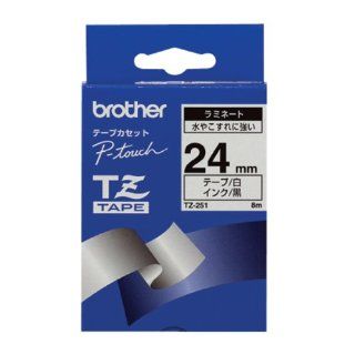 Brother TZ 251 Laminiertes TZ Band schwarz auf weiß 24mm breit, 8 m