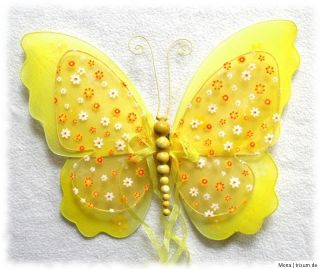 Deko Schmetterling, Nylon u. Stoff, mit Clip, 34 cm, in 6 Farben, NEU
