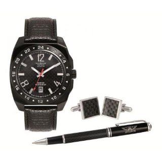 Aviator Herren Set mit Stift, Manschettenknöpfen und Armbanduhr aus