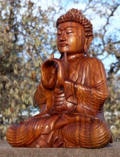 schöner Doppelhand BUDDHA Meditation Mönch HOLZ BUDDA Feng Shui 335