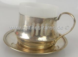 alte Teetasse mit Untersetzer in 800 (Ag) Silber, Krakau, Polen