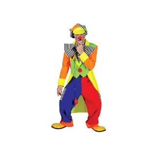 Komplettes buntes Clown Kostüm + gratis Schminke Herren Clownkostüm