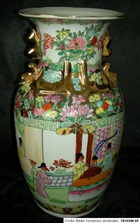 China Vase Cinavase Porzellan Flora Alltags Szene rar
