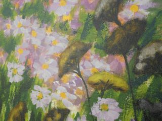 großes Ölbild/Acryl Graciela Heyn *1939 Mexico bunte Blumenwiese