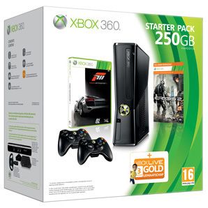 Xbox 360 Slim Starter Pack 250 GB +2controller+2 Games+headset