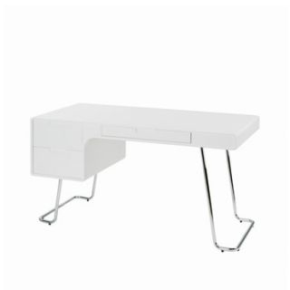 Schreibtisch Leonardo mit 3 Schubladen Design in Weiß Hochglanz Neu