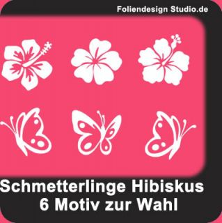 Wandtattoo Wandaufkleber Hibiskus Blüten Schmetterlinge Butterfly 4