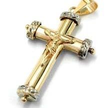 375 GOLD *** Jesus Kreuz Anhänger Kreuzanhänger bicolor