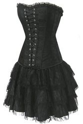 Corsage Kleid Mini Rock Korsett Gothic schwarz #497#
