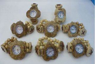 Handarbeit Damen Mädchen Armbanduhr Quarz Uhr Kokosnuß Schale Holz