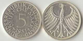 BRD 5 DM J387 Kursmünze Silber 1959 D vz