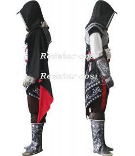 Assassins Creed II 2 Ezio Cosplay Costume Black Outfit
