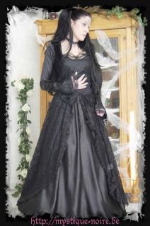 Romantisches schwarzes Gothic Brautkleid Satin und Spitze Gründerzeit
