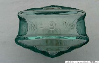Uralter Glasbaustein klein seltene Form mit Marke Kellerfund RAR