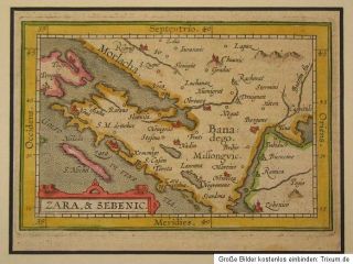 Kolorierte Karte aus der kleinen Ausgabe des Ortelius Atlas mit Teilen