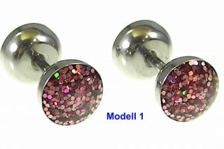 mm Ohrstecker Ohrring Fake Plug Leopard Glitter Piercing Stahl